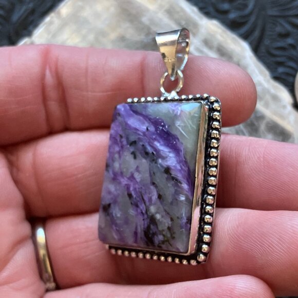 Purple Charoite Crystal Stone Jewelry Pendant - Picture 6 of 7